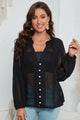 Ronnie Openwork Button Up Long Sleeve Blouse
