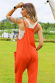 Viviana Double Size Sleeveless V-Neck Pocketed Jumpsuits