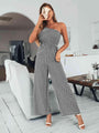 Julia Plaid One-Shoulder Wide Leg Jumpsuits