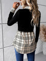 Monica Houndstooth Collared Neck Long Sleeve Shirt