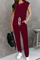 Daylin Drawstring Round Neck Sleeveless Jumpsuits