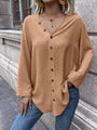 Esther Button Up V-Neck Long Sleeve Shirt