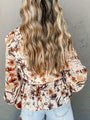 Martha Drawstring Floral Lantern Sleeve Blouse