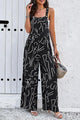 Nikauris Printed Wide Strap Jumpsuits with Pockets