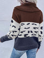 Felicia Women’s Cowl Neck Sweater With Colorblock Print - Vestir en Moda