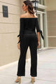 Heidy Off-Shoulder Tie Cuff Jumpsuits with