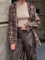 Francelys Drop Shoulder Plaid Shacket Shirt - Vestir en Moda