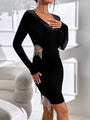 Franqueline Fringe Detail Cutout Long Sleeve Dress - Vestir en Moda