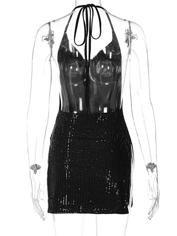 Freyja Sexy Backless Hollow Halter Neck Figure Dress - Vestir en Moda