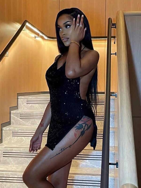Freyja Sexy Backless Hollow Halter Neck Figure Dress - Vestir en Moda