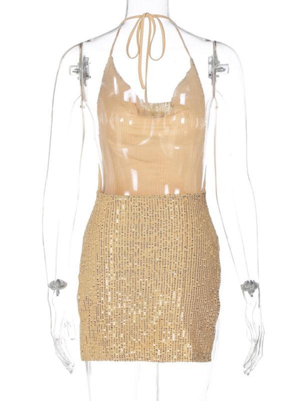 Freyja Sexy Backless Hollow Halter Neck Figure Dress - Vestir en Moda