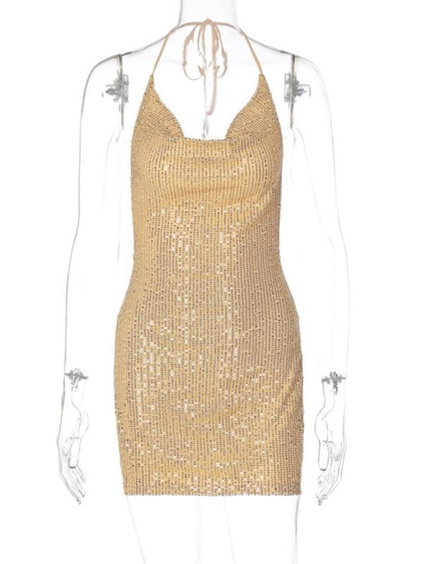 Freyja Sexy Backless Hollow Halter Neck Figure Dress - Vestir en Moda