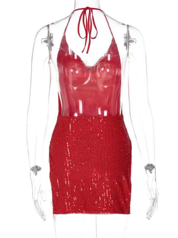 Freyja Sexy Backless Hollow Halter Neck Figure Dress - Vestir en Moda