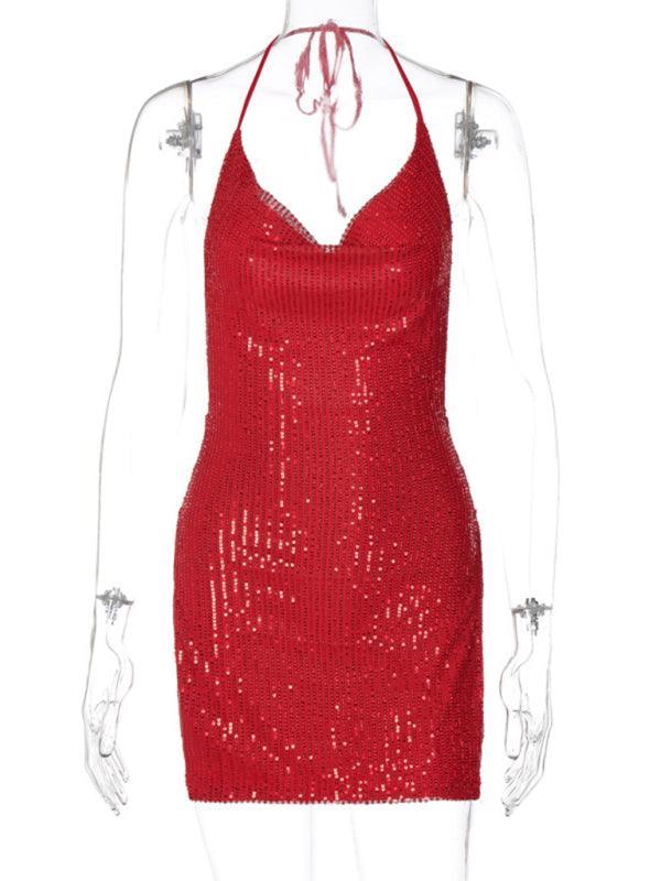 Freyja Sexy Backless Hollow Halter Neck Figure Dress - Vestir en Moda