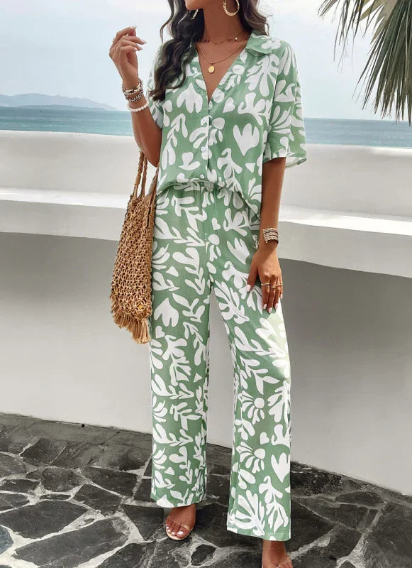Isabella Elegant printed trousers Two Pieces Sets
