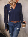Gabriela V-Neck Long Mesh Sleeve Blouse - Vestir en Moda