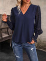 Gabriela V-Neck Long Mesh Sleeve Blouse - Vestir en Moda