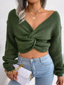 Garibanna Women's Long Sleeve Knotted Open Navel Knitted Sweater - Vestir en Moda