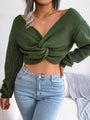 Garibanna Women's Long Sleeve Knotted Open Navel Knitted Sweater - Vestir en Moda