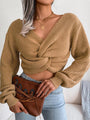 Garibanna Women's Long Sleeve Knotted Open Navel Knitted Sweater - Vestir en Moda