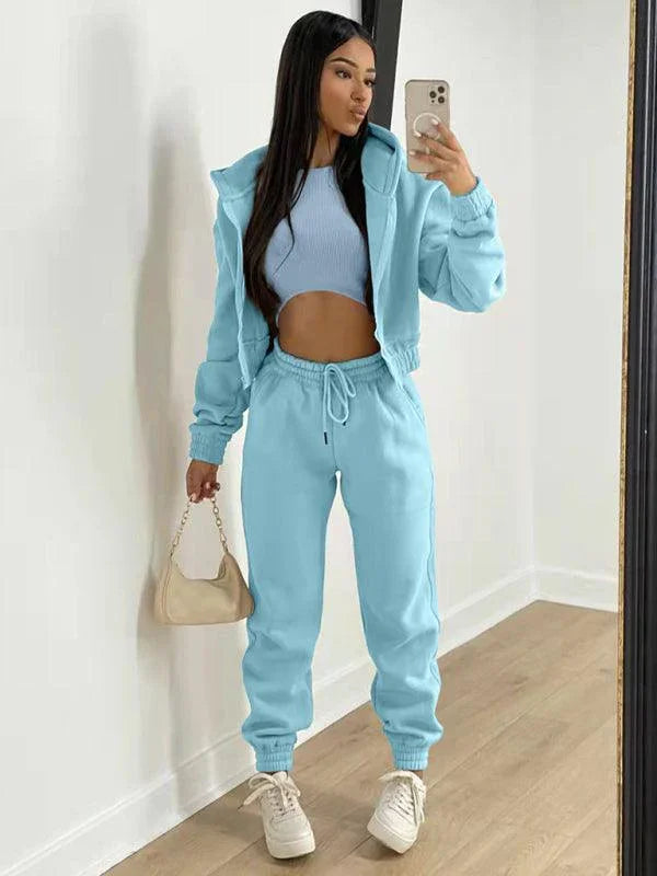 Giorgia Women's Knitted Casual Sports Fleece Three piece Sets - Vestir en Moda