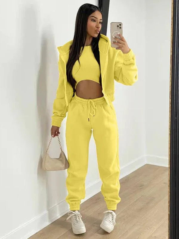 Giorgia Women's Knitted Casual Sports Fleece Three piece Sets - Vestir en Moda