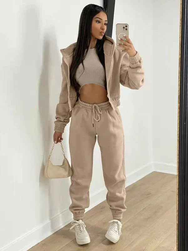 Giorgia Women's Knitted Casual Sports Fleece Three piece Sets - Vestir en Moda