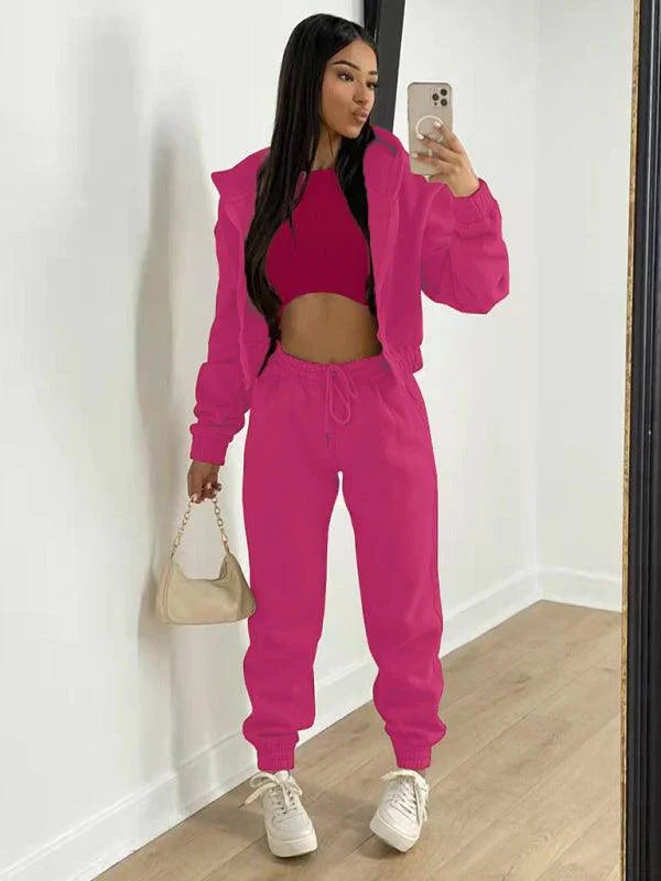 Giorgia Women's Knitted Casual Sports Fleece Three piece Sets - Vestir en Moda