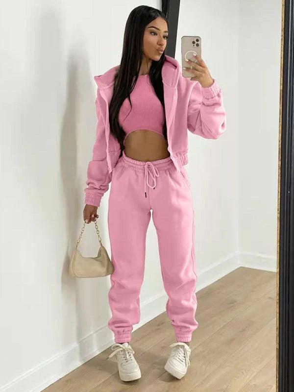 Giorgia Women's Knitted Casual Sports Fleece Three piece Sets - Vestir en Moda