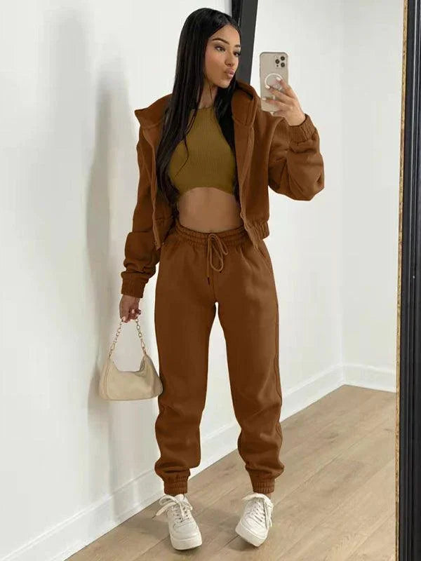 Giorgia Women's Knitted Casual Sports Fleece Three piece Sets - Vestir en Moda