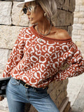 Giorgina Ladies Casual Fashion Jacquard Long Sleeve Leopard Sweater - Vestir en Moda