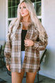 Gwendolyn Plaid Dropped Shoulder Shirt Pocketed Jacket - Vestir en Moda