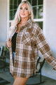 Gwendolyn Plaid Dropped Shoulder Shirt Pocketed Jacket - Vestir en Moda