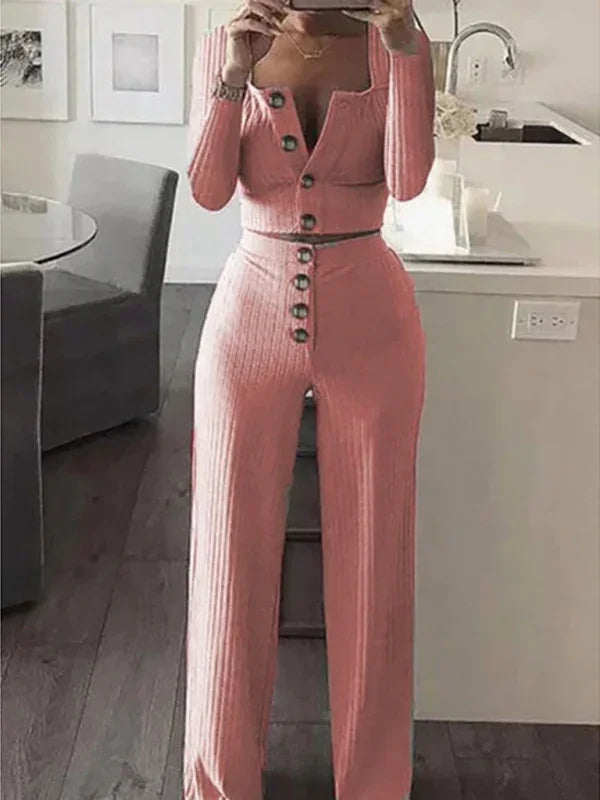 Martina Women's Long Sleeve Slim Casual Two pieces sets