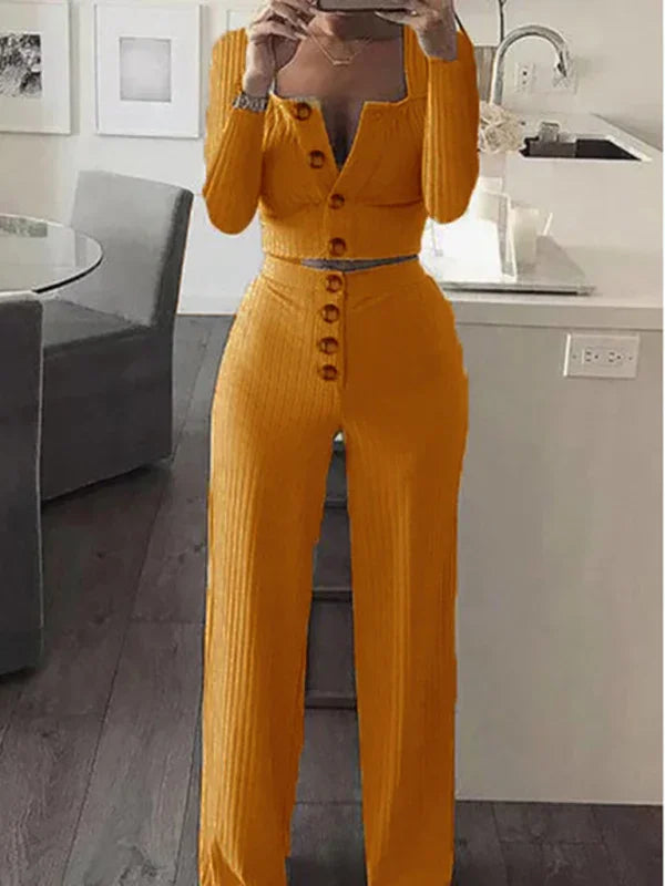 Martina Women's Long Sleeve Slim Casual Two pieces sets
