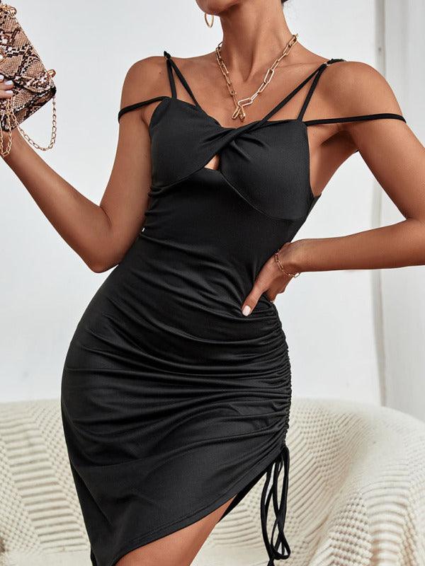 Flora Hot Girls Sexy Tight Irregular Slit Dress - Vestir en Moda