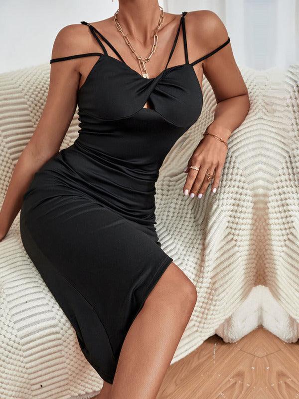 Flora Hot Girls Sexy Tight Irregular Slit Dress - Vestir en Moda