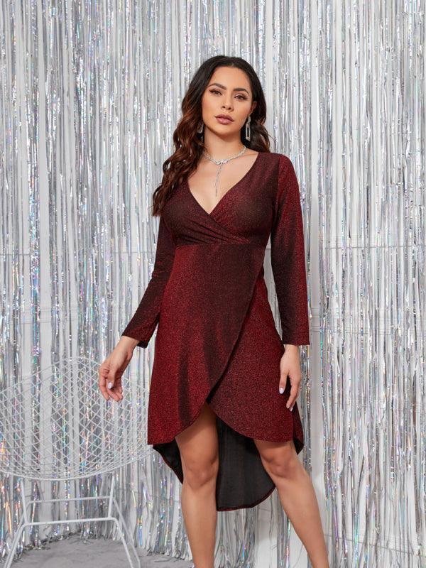 Aileen Sexy V Neck Long Sleeved Dress - Vestir en Moda