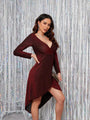 Aileen Sexy V Neck Long Sleeved Dress - Vestir en Moda