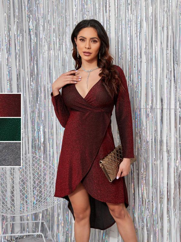 Aileen Sexy V Neck Long Sleeved Dress - Vestir en Moda