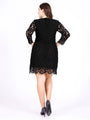 Henley Solid Color Embroidered Lace Overlay Midi Dress - Vestir en Moda