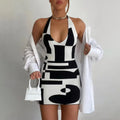 Lyla Contrast Print Knit Sweater Mini Dress - Vestir en Moda