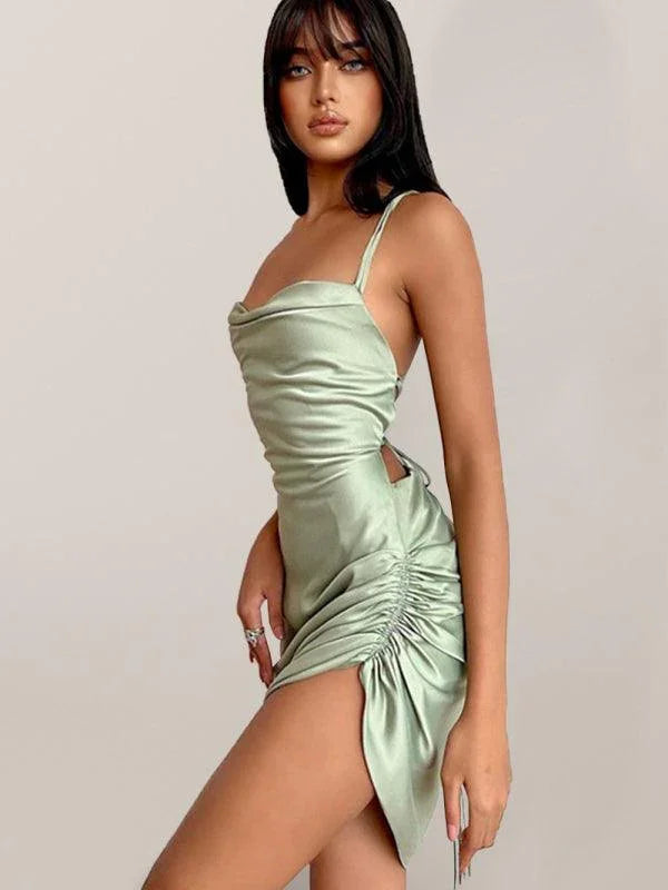 Estrella Sexy Tube Back Hollow High Waist Strap Temperament Slit Dress - Vestir en Moda
