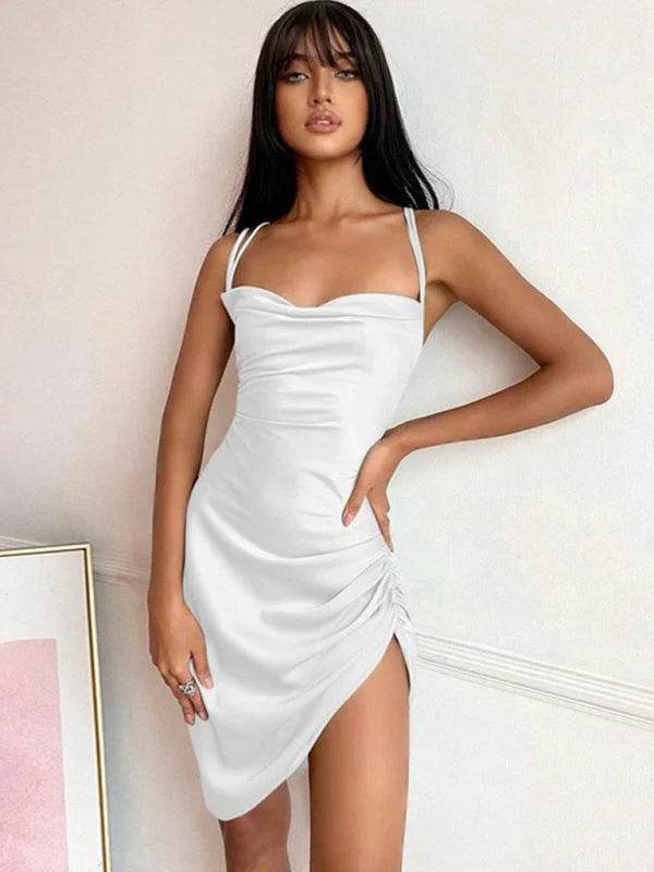 Estrella Sexy Tube Back Hollow High Waist Strap Temperament Slit Dress - Vestir en Moda