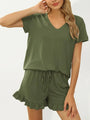 Samira Women's Henley Tee With Two pieces Sets - Vestir en Moda
