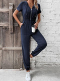 Rubbie Hooded Zip Loose Casual Cargo Jumpsuits