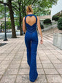 Erica And Slim Fashion Street Style Open Back Retro Style High Jumpsuits