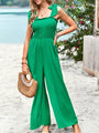 Gladis casual solid color high waist wrap chest suspender jumpsuits