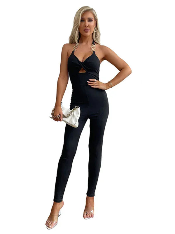 Sonyi style sexy babes women's black hollow suspender jumpsuits
