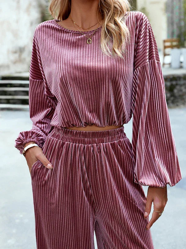 Daniela women's velvet fashion casual Two Pieces Sets